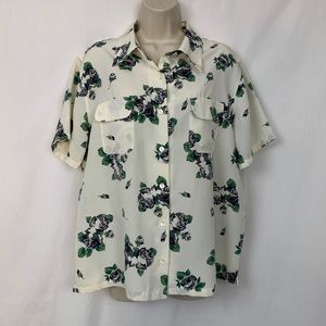 Vintage 90s Blouse Button Down Floral Bentley Womens Large